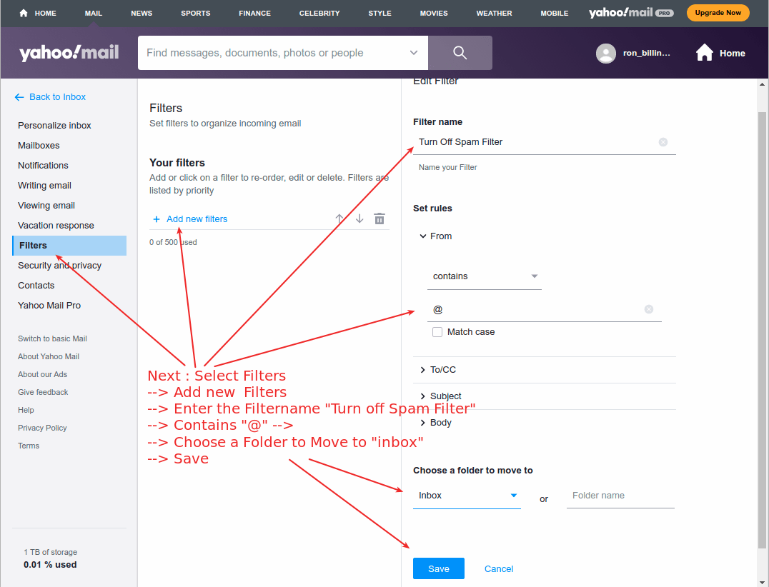 Clusterednetworks How To Turn Off Spam Filtering In Yahoo Email